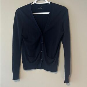 Massimo Dutti Silk Cashmere Blend Navy Cardigan